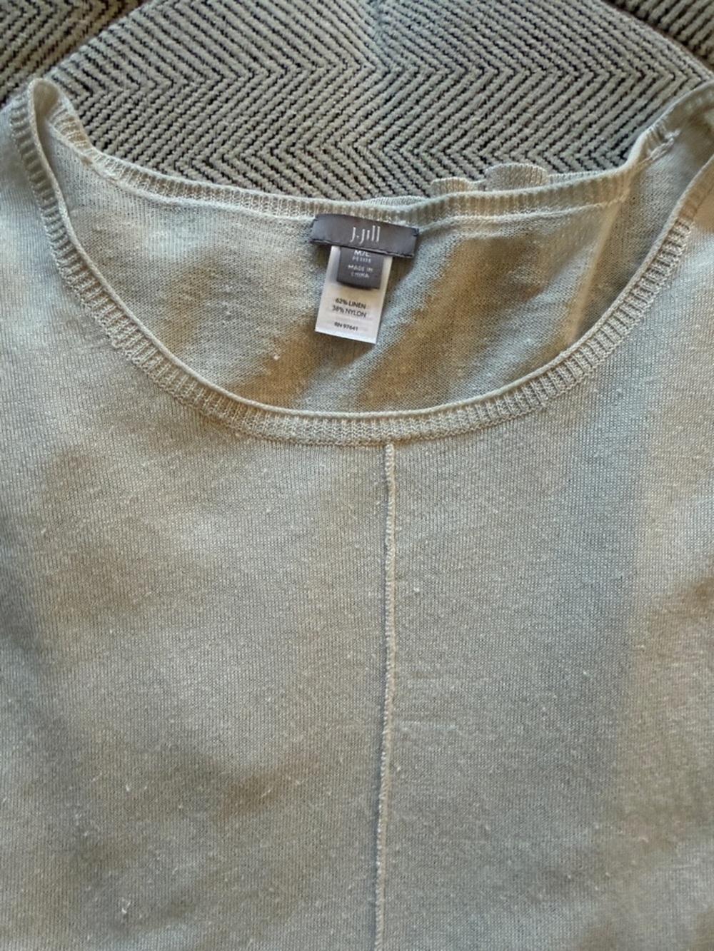J. Jill cream Linen-Blend Scoop Neck Top, size M/L Petite